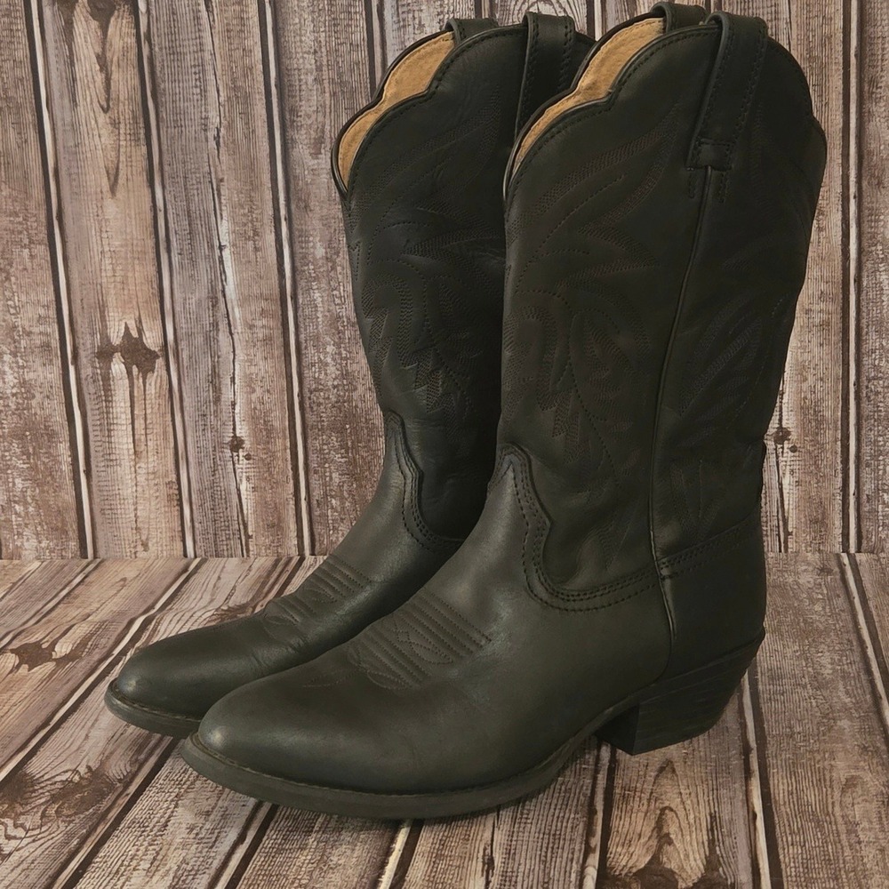 Sz 10 B Shyanne Rival Performance Black Leather Western Cowboy Boots Excellent